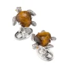 Turtle Carved Tiger Eye Sterling Cufflinks