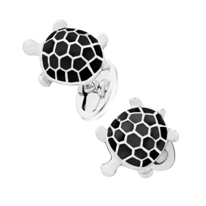 Turtle Hand-painted Enamel Sterling Cufflinks