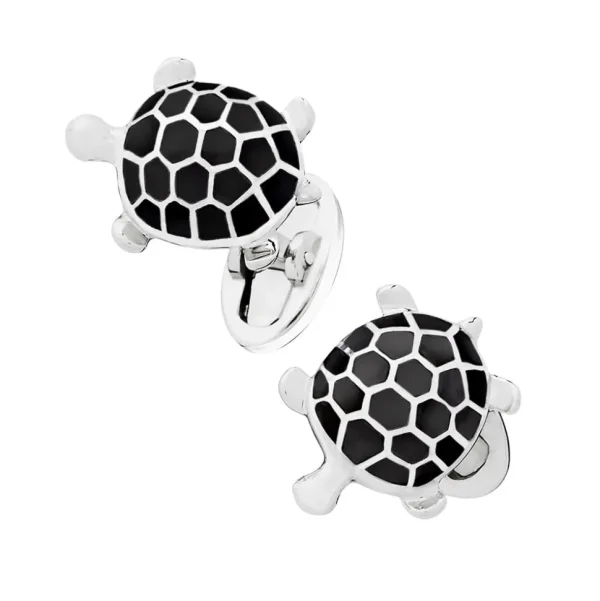 Turtle Hand-painted Enamel Sterling Cufflinks