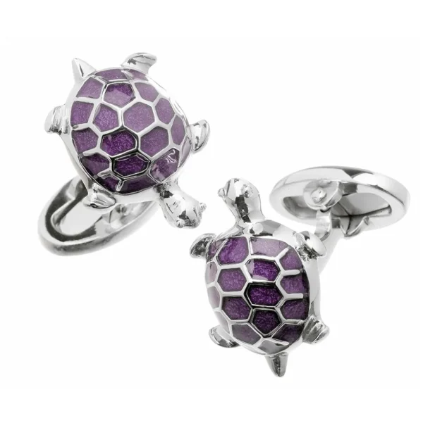 Turtle Hand-painted Enamel Sterling Cufflinks