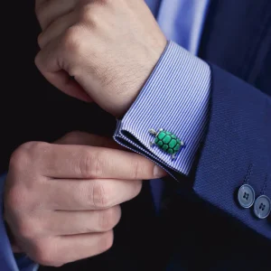 Turtle Smiling Bobble Head Sterling Cufflinks