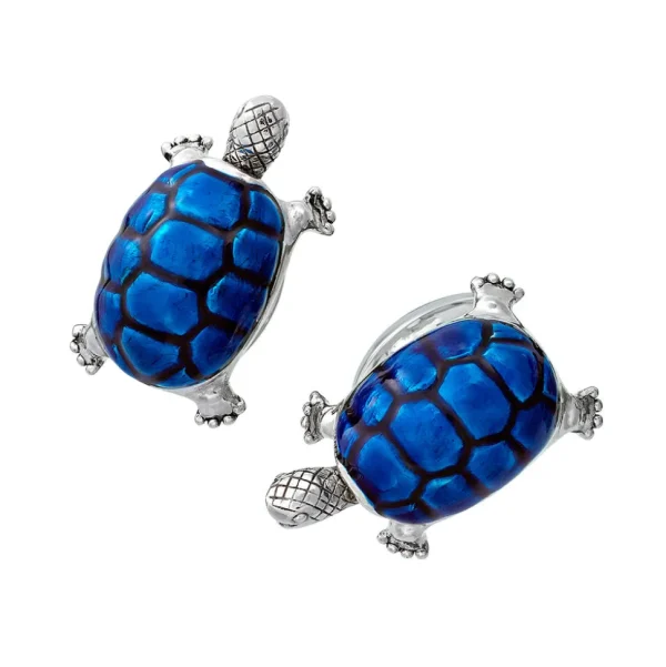 Turtle Smiling Bobble Head Sterling Cufflinks