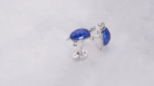 Turtle Smiling Bobble Head Sterling Cufflinks