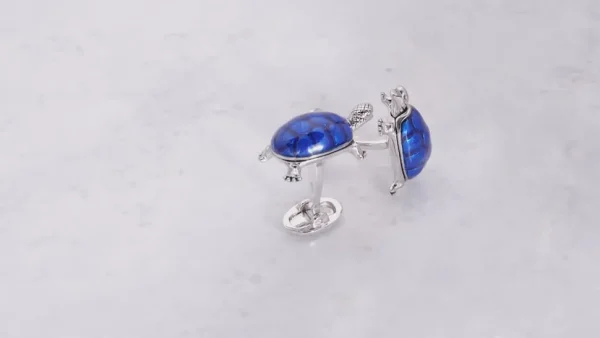Turtle Smiling Bobble Head Sterling Cufflinks