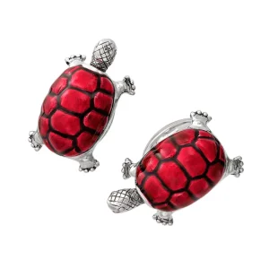Turtle Smiling Bobble Head Sterling Cufflinks