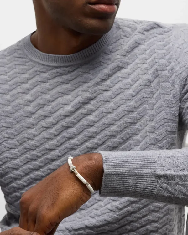 White Shell, Sterling Skull Flex Bracelet