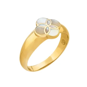 Wide Mother of Pearl Petal Sterling Ring with 18k Vermeil
