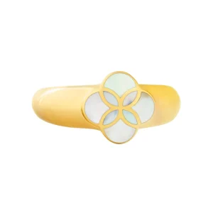 Wide Mother of Pearl Petal Sterling Ring with 18k Vermeil
