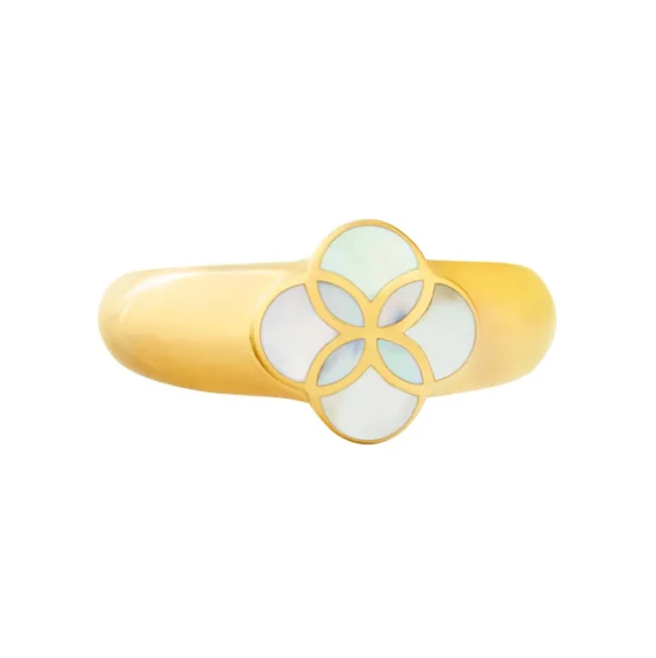 Wide Mother of Pearl Petal Sterling Ring with 18k Vermeil
