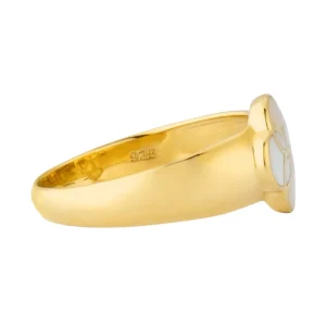Wide Mother of Pearl Petal Sterling Ring with 18k Vermeil