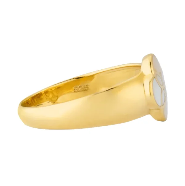 Wide Mother of Pearl Petal Sterling Ring with 18k Vermeil