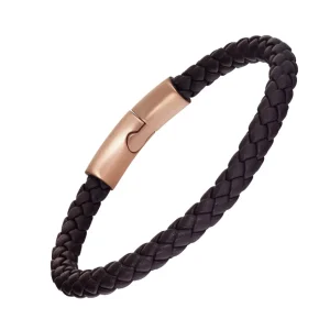 Woven Leather Bracelet Round Magnet