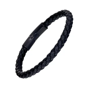 Woven Leather Bracelet Round Magnet