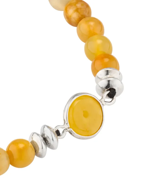Yellow Jade Sterling Pull Beaded Bracelet