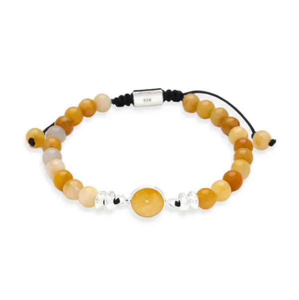 Yellow Jade Sterling Pull Beaded Bracelet