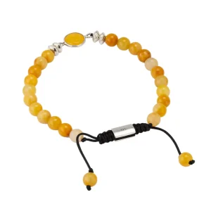 Yellow Jade Sterling Pull Beaded Bracelet