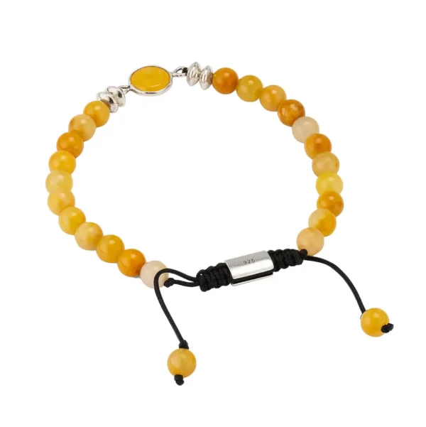Yellow Jade Sterling Pull Beaded Bracelet